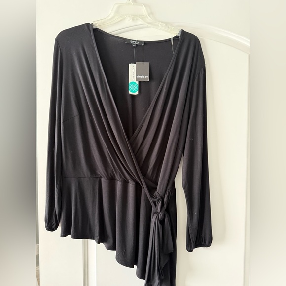 Simply Be Tops - Simply Be Elegant Black Wrap Blouse